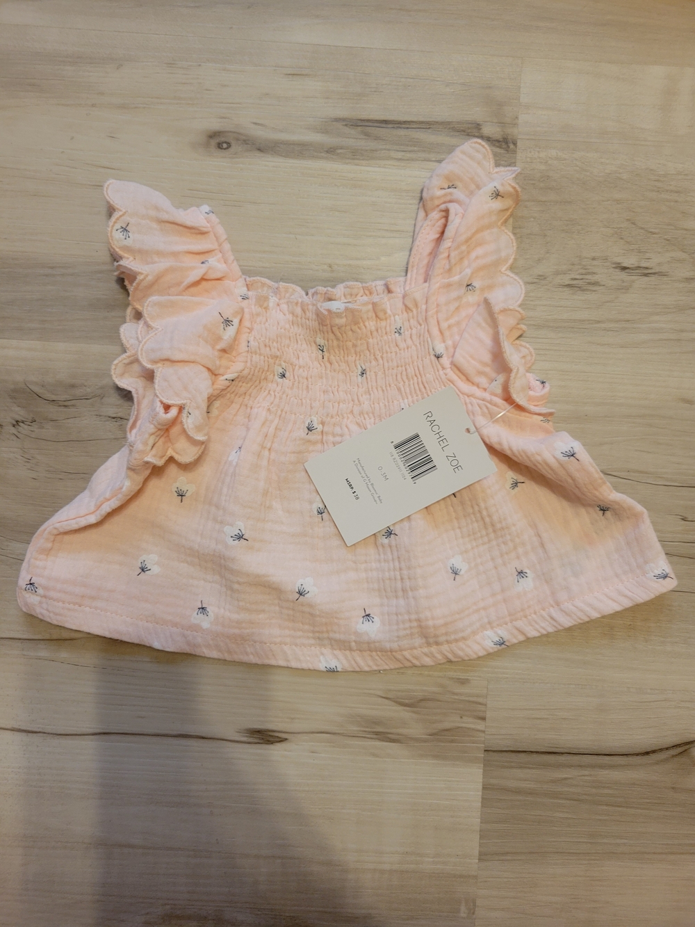 Rachel Zoe Peach Muslin Ruffle Dress And Bloomer Set with Headband - Picture 3 of 10